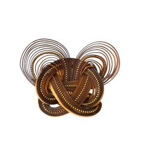 Quilled Dark Brown Brooch Pin Fold Art Dark Brown Goldtone 2"